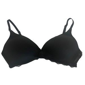 VICTORIA'S SECRET IPEX BLACK NO WIRE LACE TRIM BRA 36C